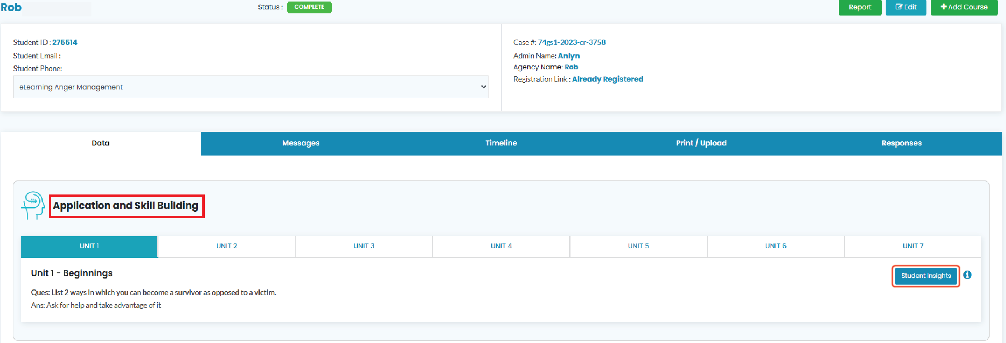 To access student insights